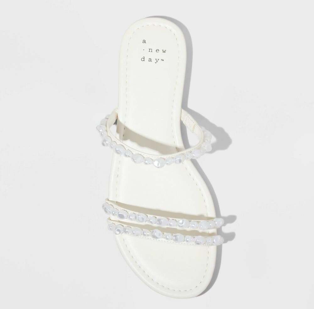 Women's Aida Strappy Sandals Flats Size 9.5 Ivory Shoes A New Day
